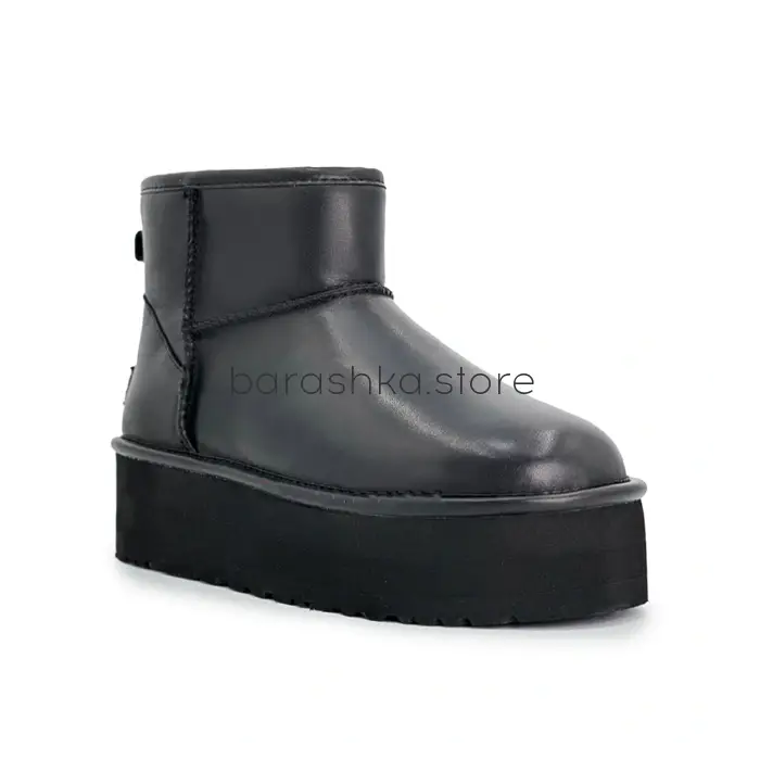 Classic Mini Platform Black Leather -  Barashka.Store