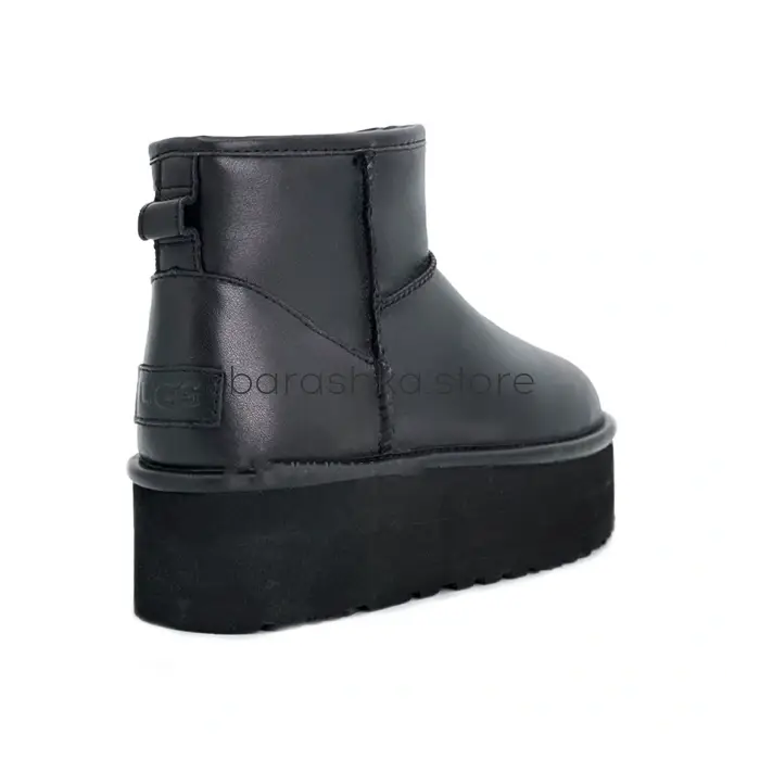 Classic Mini Platform Black Leather -  Barashka.Store