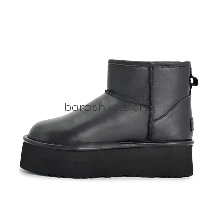 Classic Mini Platform Black Leather -  Barashka.Store